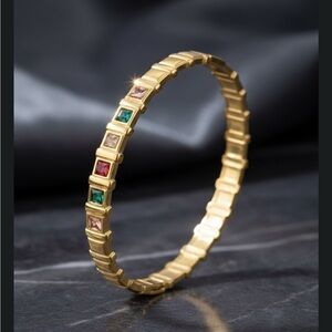 Gold Bracelet with Multicolor Gemstones Brand New Comes In Gift Box